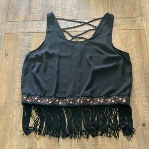 Embroidered & Fringe Tank